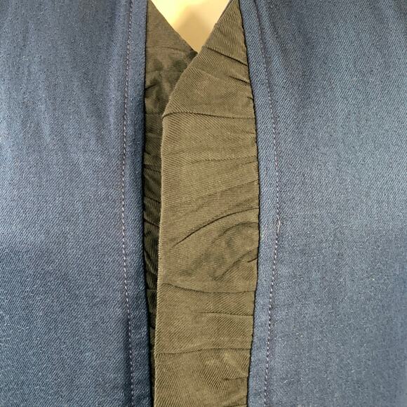 HAIDER ACKERMANN Size 38 Navy Black Cotton Linen Cropped Vest - Picture 2 of 6